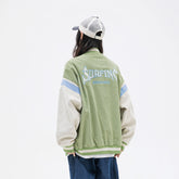 Unisex Jacket Vintage Baseball Jacket Men's and Women's Loose Corduroy Embroidered Jacket